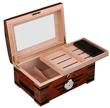 BAtlam Cigar Desktop Humidor Humidifier,Moisturizing Box, Cedar Wood Smoking Cigar Cabinet,cigar box