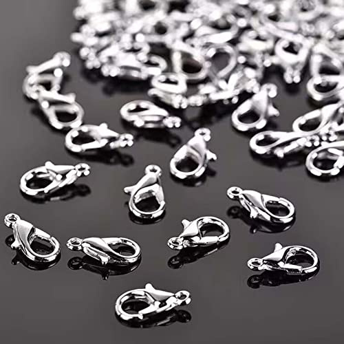 YIEUR 200 chiusure a moschettone, argento, 14 mm, chiusura a moschettone, per fai da te e creazione di gioielli (argento)