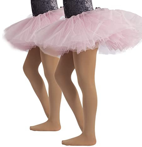 CALZITALY Mädchen Ballettstrumpfhosen | Professionelle Tanz Strumpfhose | Hautfarbe, Schwarz, Weiß, Rosa | 4-14 Jahre | 40 DEN | Made in Italy (14 Jahre, 2 Paar - Beige)