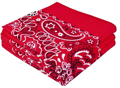 EVERY-VILLE Where EVERYone is Welcome Red Bandanas - 3 Pack Gift Set, 100% Cotton, 22x22 Inches