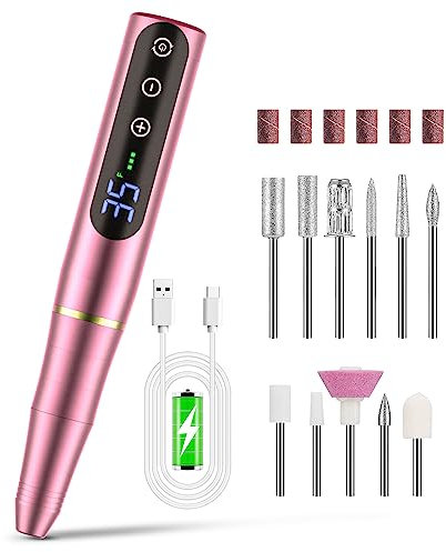 Torno Uñas Profesional 35000 RPM,NAILGIRLS 11 en 1 Torno de Uñas Nail Drill Machine,Torno para Uñas acrílicas Recargable por USB,Torno Profesional para Manicura y Pedicura Electrico para Salón DIY