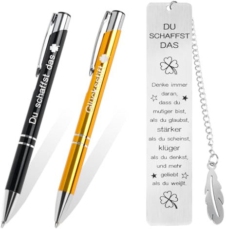 Aurasky Mutmacher Geschenk Set, Kugelschreiber mit Gravur, Du Schaffst Das Glücksbringer, Aufmunterung Geschenke für Familie Freund Kollege Prüfung Gute Besserung Abschied Abschied