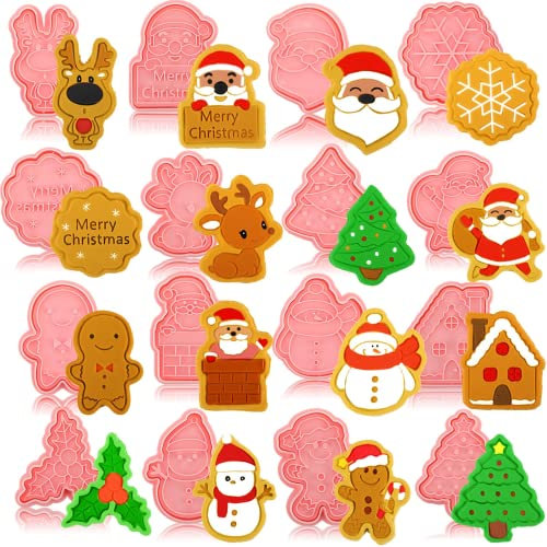 16 Stück Ausstechförmchen,3D DIY Keksausstecher Weihnachten Plätzchenausstecher,Weihnachtsausstecher Städter Plätzchen Ausstechformen für Kinder Cookie Cutter,Backen Küche Zubehör Form