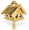 GARTENETAGE Vogelhaus Holz mit Reetdach und 2in1 Ständer/Vogelhaus mit Ständer wetterfest und stabil/Vogelfutterhaus mit Ständer/Robustes Vogelhäuschen für Balkon und Garten