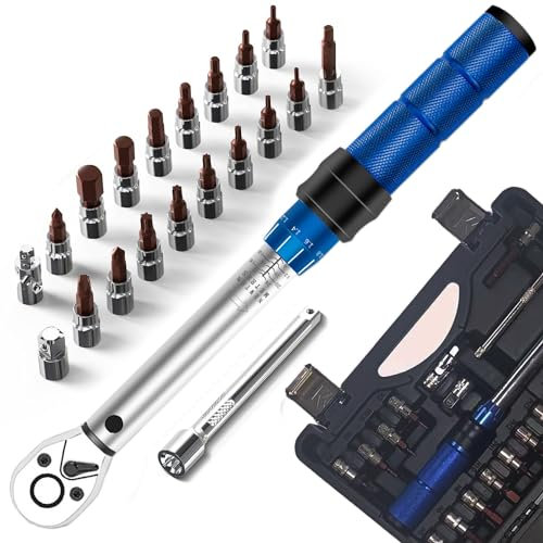 Sumeber Drehmomentschlüssel Fahrrad & Motorrad 21-tlg. Set Auto, Fahrrad & Motorrad 1/4 Zoll 5-25Nm inkl Präzisionswerkzeug inklusive Innensechskant und Torx-Bits für MTB