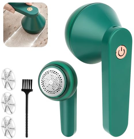 Rasoir Anti-Bouloche Électrique, Rasoir Bouloche électrique,Rechargeable Câble USB,Rasoir Anti-bouloche et Anti-Peluche avec 3 Lames, Idéal Vêtements Canapés Couvertures Rideaux (Vert)