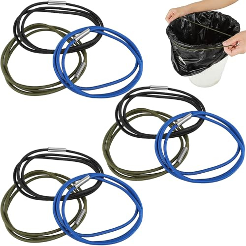 Set di 9 Elastici in Gomma per Bidoni della Spazzatura, Grandi Elastici Adatte per Bidoni della Spazzatura da 13 a 30 Galloni(Nero, Blu, Verde)