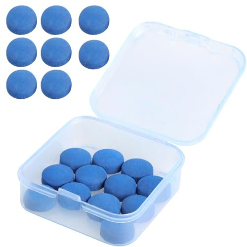 DAJISI 20 Pcs Cue Tips 10 mm Leather Pool Tips Snooker Cue Tips Pool Billiard Cue Tips Pool Stick Replacement Kit Blue Diamond Snooker Cue Tips with Plastic Storage Box for Pool Cues and Snooker