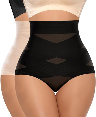 YARRCO Braga Faja Reductora Mujer Invisible Adelgazante Braguitas Moldeadoras Vientre Plano Abdomen Cintura Alta Faja Postparto Shapewear Control de Barriga sin Costuras (Negro+Beige-Boned,M)