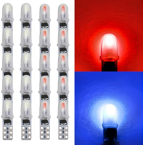 WIYETY Lot de 20 lampes à culot en verre, DC 12 V T5 LED avec culot à vis, lampe LED pour tableau de bord, lampe pour tableau de bord de voiture, lampe à incandescence pour tachymètre, lampe à