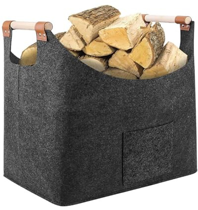 Porte-bûches De Cheminée - Panier De Rangement Pour Bois De Chauffage En Feutre, Panier Pour Bois De Chauffage Tissé | Panier En Bois Pliable Portable, Sac De Transport En Bois Multifonctionnel