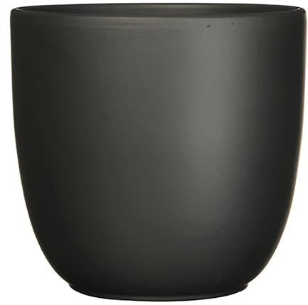 Annastore Blumenübertopf Tusca aus Keramik - Übertopf - Blumentopf - Übertöpfe - Blumentöpfe (Schwarz/Matt, H 11 cm - Ø 12 cm)
