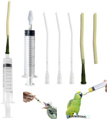 HAOBIN Uccelli Che nutrono siringa Tubo di Alimentazione per Uccelli Giovani siringa da 10 ml Alimentatore Pappagalli Accessori per piccioni siringa con Tubi e cucchiai per Bambino Pet Uccelli (B)