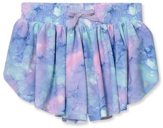 Lands' End Girls Active Flutter Shorts Medium Watercolor Bubbles/Purple