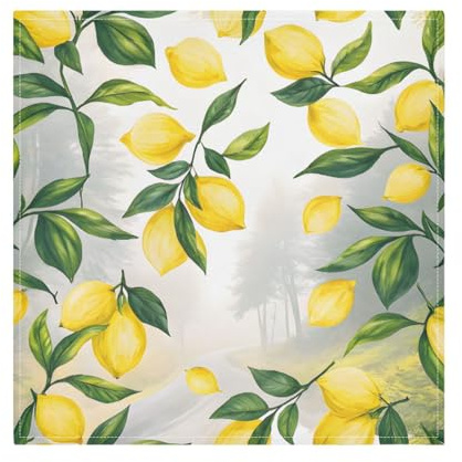 Ewusp Servilletas de tela lavables de limón de 50 x 50 cm, absorbentes y reutilizables, para bodas, fiestas, cenas, banquetes, 6 unidades