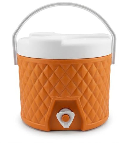 The-rmos Contenitore Termico 5 Litri per Liquidi Acqua Vino Bevande con Rubinetto Erogatore Manico borraccia Frigo Portatile Refrigerante Plastica Verde Celeste Arancio (arancio)