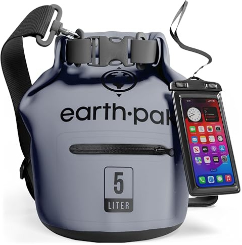 Earth Pak- Torrent Series Waterproof Dry Bag Keeps Gear Dry for Kayaking, Boating, Hiking, Camping and Fishing with Waterproof Phone Case (Grey, 40L)