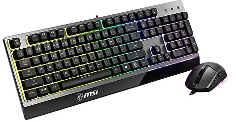 MSI Vigor GK30 IT Halbmechanische Gaming-Tastatur mit RGB-LED-Hintergrundbeleuchtung, Mystic Light, Multimedia-Hotkey-Tastatur + Maus, volle Größe, Schwarz