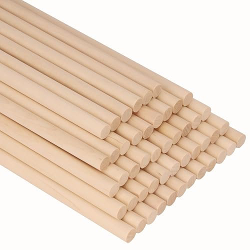 Belle Vous Holzstäbchen zum Basteln Natürlicher Holzstab Rund (50er Pack) 30cm Extra Lange Unbearbeitete Rundholz 10mm Durchmesser Unbehandeltes Holz Makramee Holzstab für DIY, Holzarbeit, Dekoration