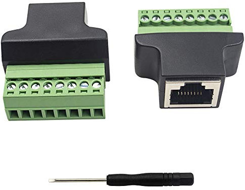Maxhood RJ45 Breakout Board, RJ45 Screw Terminal, 8P8C Female to 8 PIN Screw Terminal Adapter for Cat7 Cat6 Cat5 Cat5e Ethernet Extender CCTV Digital DVR Network Adapter, 2Pack