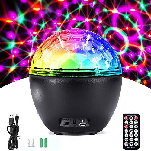 Disco Lights, Alfaview 16 LED Colors Sound Activated Disco Ball Light With Bluetooth Speaker Stage Lihgts With Remote Control&USB Cable &Battery Disco Ball Light Rotating for Bar,Kids Birthday,Party
