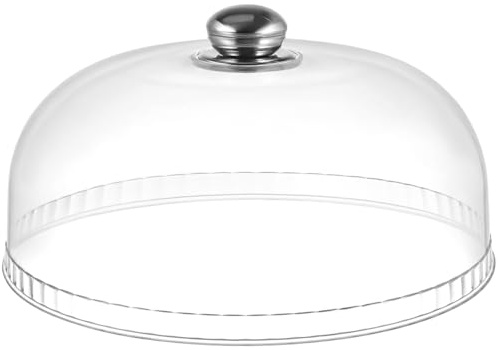Toddmomy Acrylic Cake Dome Cake Stand Chocolate Cupcake Candy Display Plate Cover with Lid Flower Dome Covers for Birthday Wedding Party Home Kitchen 25x10cm