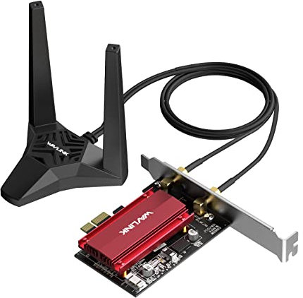 WAVLINK PCIe WiFi 6E Card with Bluetooth 5.3, Tri-Band 5378 Mbps, Intel WiFi 6E Chip, WPA3, Magnetized Antenna Base, for Windows 11/10 (64bit) Desktop PC