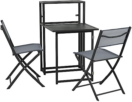 SVITA Balkon-Set platzsparend Balkon-Möbel Kleiner Balkon klappbar Dunkelgrau