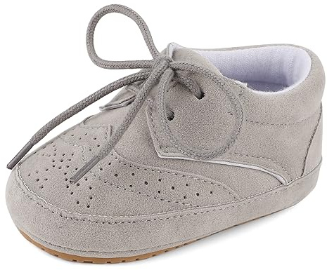 LACOFIA Zapatos Primeros Pasos Bebé Niños Calzado Respetuoso Bebé Antideslizante Gris 12-18 Meses