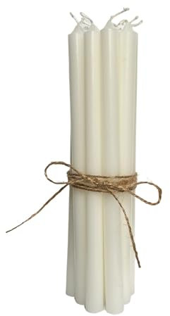 ukiyo 12er Pack dünne Stabkerzen H:20 cm Ø:1,3 cm div. Farben Brenndauer 2,5 Stunden Kerze Advent Weihnachten, Farbe:Weiß