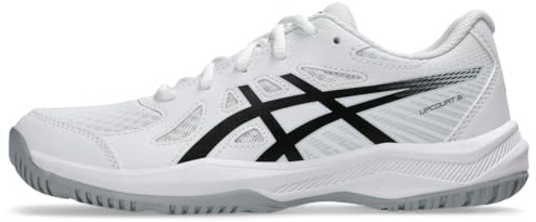 ASICS Kid's Upcourt 6 Grade School Volleyball Shoes, 3, White/Black