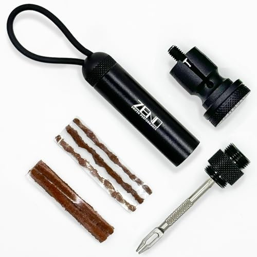 Zeno Reparaturset für schlauchlose Fahrradreifen, Lenkereinsatz, inklusive Aufbewahrungskanister-Werkzeug und Stecker. Repariert Reifenpannen für Mountainbikes und Rennräder