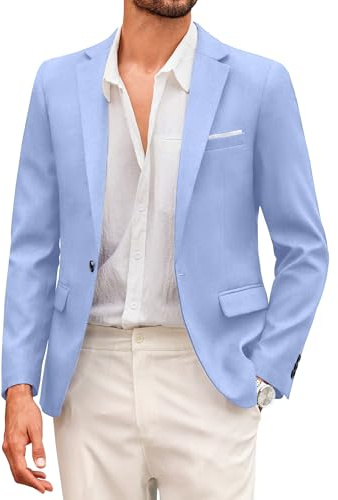 Coofand Vardaglig kostymkavaj för män, blazer, lätt och sportig med en knapp, linnetextur
