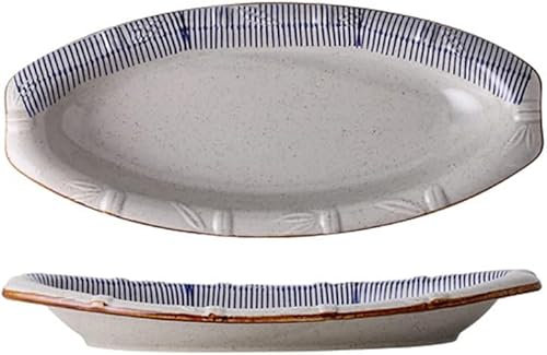 CTCOIJRN Middagstallrikar, keramiska tallrikar, keramisk kreativ fisktallrik, middagstallrikar, ångad fisktallrik, enkel och personlig oval salladstallrik,