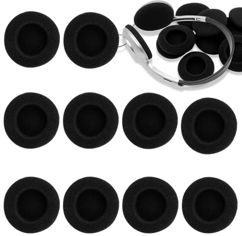 Almohadillas de repuesto para auriculares, 10 unidades, 50 mm, color negro, almohadillas de repuesto para auriculares, almohadillas de espuma, almohadillas de repuesto para auriculares Sennheiser Sony