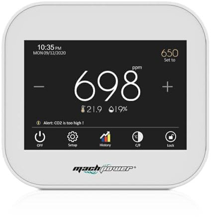 Détecteur de dioxyde de carbone intelligent pour intérieur : mesure Co2, température et humidité - moniteur de qualité de l'air avec capteur de haute précision - alarme sonore - idéal pour la maison