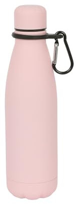 Harbour Housewares Stainless Steel Water Bottle with Carabiner Clip - 500ml - Matt Pink - 1x Metal Cold Drink Drinking Vacuum Drinks Flask with Leak Proof Lid for Adults & Kids Gym, Sports, Travel