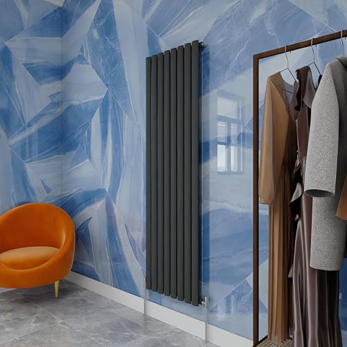 Vertical Oval Column Radiator Anthracite 1600x472mm Single panel for Bathroom/Hall/Kitchen Central heating Radiator