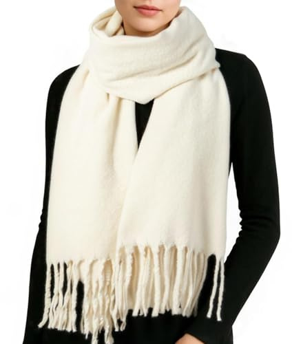 RIIQIICHY Women Winter Ivory Scarf Pashmina Shawl Wraps Ladies Warm Chunky Large Thick Scarves