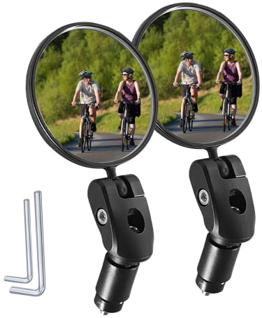 LUMOOM Espejo retrovisor para bicicleta HD, giratorio 360°, plegable, espejo retrovisor para manillar (17,4 – 22 mm), espejo retrovisor universal para bicicleta eléctrica y bicicleta de montaña