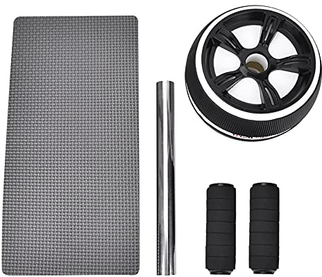 QANYEGN Roue abdominale, équipement d'entraînement AB, équipement de fitness de l'entraîneur à rouleaux, outil d'exercice à domicile de gym avec pavé d'entraînement pour hommes (Single wheel black