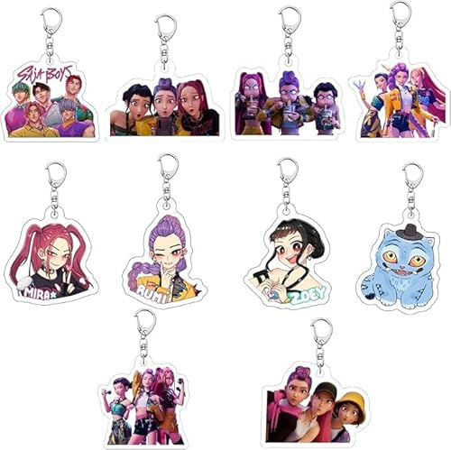 HYZMSZA Juego de 10 Llaveros de Anime, Juego de llaveros de Acrílico, Coleccionable Llavero Idea de Regalo para Movies Fans