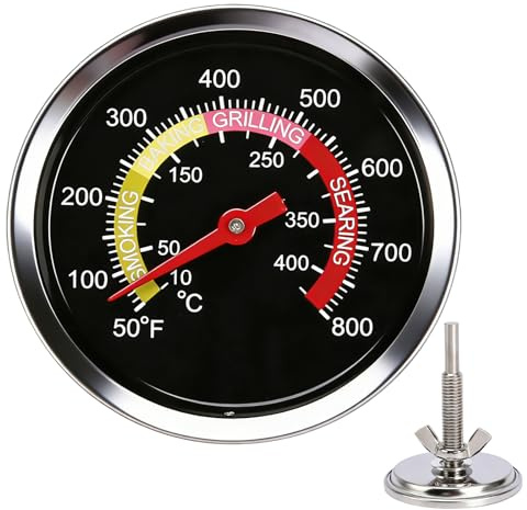 Termometro per barbecue in acciaio inox, diametro 6 cm, termostato Smoker per Weber Kettle, Kamado, Charbroil, Outback, Pit Boss, Uniflame BBQ
