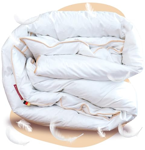 EVAN BROWNS® Feder Bettdecke 200 x 200 cm - Ganzjahresdecke 200x200 - Daunendecke mit Federn & Daunen - Kassettendecke ideal für das ganze Jahr - Decke - Federbettdecke