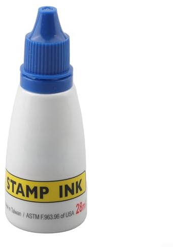 Tinta de repuesto de sello autoentintable de 25 cc a base de agua para almohadillas de sellos, fechadores y estampado de manualidades, compatible con repuesto de tinta de sello de oficina (azul)