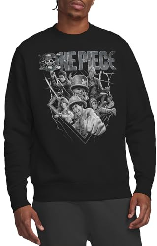 One Piece Straw Hat Crew Heavy Metal Unisex Sweatshirt, Black, X-Large
