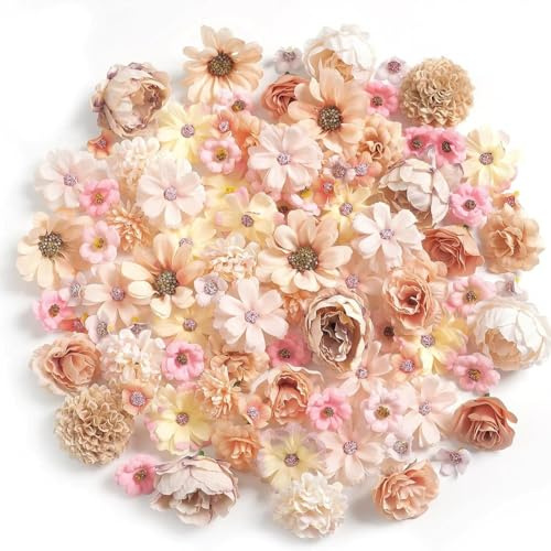 FOSDICK 40 Pezzi Fiori Finti Artificiali Teste, Mini Fiori Artificiali, Fiorellini Finti per Decorazioni, Piccola Fiori di Seta per Torte Artigianato DIY Matrimoni Feste Centrotavola Decorazioni Casa