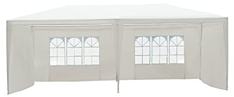 Outsunny 6 x 3 m Party Tent Gazebo Marquee Outdoor Patio Canopy Shelter with Windows and Side Panels White