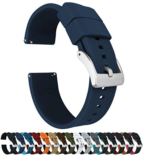 Barton Elite Silicone Watch Band, 22mm, Navy Blue