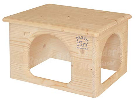 Resch Nr23 Meerschweinchenhaus naturbelassenes Massivholz aus Fichte/Platzsparendes Haus mit Zwei großen EIN-/Ausgängen 31x19x21 (LxHxB)